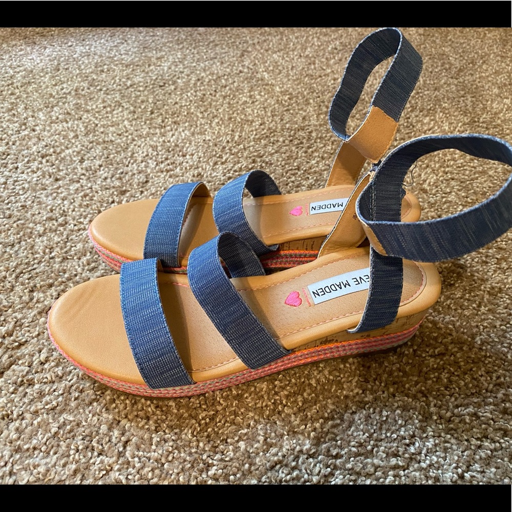 Steve Madden ankle strap shoes.